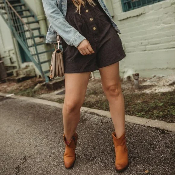 $369 Frye Billy Short Pull On Brown Leather Southern Cowgirl Cowboy Ankle Bootie - Picture 6 of 16